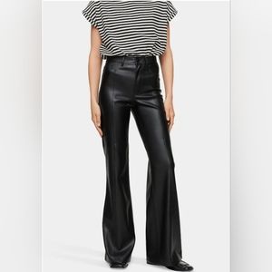 Mango NWT Wide Leg Flare Faux Leather Pants Black